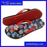 PE Fashion Slipper with Flower Strap for Ladies (T1643-BLACK)