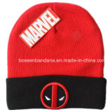 China Factory Produce Custom Design Embroidered Acrylic Winter Red Knit Beanie