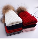 Decoration Fur Pompom Hat Beanie Fur Pompoms Knitted Hats