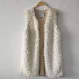 Beige Fake Fur Gilet Vest with Sweater Back