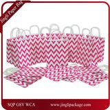 Medium Kraft Gift Bag, Chevron Design. Paper Shopping Bag Customized Shopping Bag Print Logo.