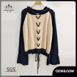 Women Chenille Mandarin Sleeve Sport Style Hooded Sweater