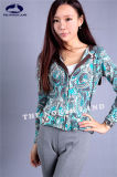 Cashmere Hoodie Cardigan with Paisley Prints