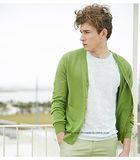 Light Green V Neck Men Sweater Cardigan with Button