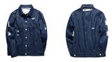 Men Washed Jeans Coat Ripped Male Denim Jacket