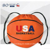 Cheap Sport Basketball Shape Drawstring Bag with Design Printed