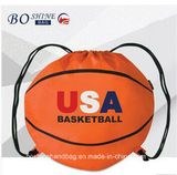 Cheap Sport Basketball Shape Drawstring Bag with Design Printed