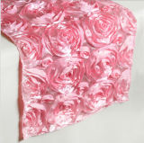 Satin 3D Rosette Embrodiery Table Runners for Weddings Events &Party &Banquet Decoration