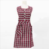 Simple Plaid Women Cotton Vest Apron with Pocket