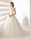 Sexy V Neck Beading Top Organza Bridal Gown Wedding Dress