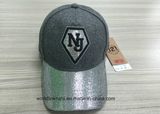 Custom Silver Metal Sports Cap Wool Embroidery Patch Baseball Cap