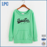 100%Cotton Green Flocking Printing Without Hood Women Sweatshirt