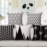 Cotton Linen Black & White Printed Cushion Cover Without Stuffing (35C0022)