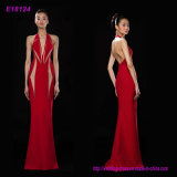 New Design V Neck Halter Lady Long Maxi Evening Dress Sleeveless