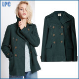 Fashion Green Wool Jacket Used on Buttons