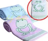 Coral Fleece Baby Blanket Frog Embroidery