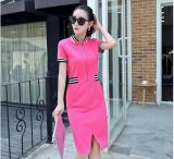 2015 Newest Fashion V Neck Elegant Style Women Pink Dress