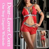 Red Sequin Lace Sexy Chemise