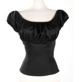 Woman Rockabilly off Shoulder Ruffled Sexy Low Back Peasant Blouses