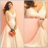 Beads Simple Wedding Gowns Lace Satin Wedding Dresses Alu2865