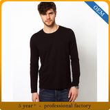 Custom Men's Long Sleeve Plain Black Round Neck T Shirts