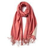 Plain Color Jacquard Double Layer Viscose/Cotton Lady Shawl (Hz214)