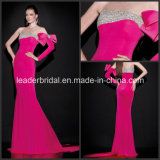 Pageant Dresses Embroidery Long Sleeves Fuchsia Mermaid V-Back Simple Party Evening Formal Dresses T92451