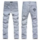 New Luxury Brand Medusa Embroidery Pant Mens Denim Trousers