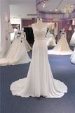 Chiffon Lace Beading A Line Beach Wedding Dress