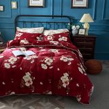 Flannel Coral Sheep Blanket Bedding Sheet Winter Quilt Cover Set