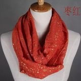 Woman Fashion Gold Stamping Cotton Voile Infinity Scarf (YKY1089-10)