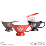 16oz Footed Ceramic Soup Mug Lovely Design for Valentine's Day