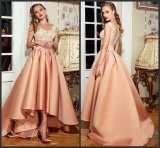 Hi-Low Evening Dress Gowns Sleevless Lace Bridal Pary Prom Dress E118