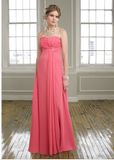 Coral Chiffon Strapless Beautiful Bridesmaid Gowns (BD3018)