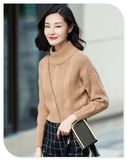 3gg Knitted Sweater Pure Cashmere Top Pullover with Crew Neck and Long Sleeves