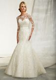 Embroidery on Net 3/4 Sleeve Wedding Dresses (WMA040)