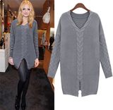 European Style Long Sleeve Knitted Pullover Sweater