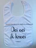 Factory OEM Produce Custom Logo Print White Cotton Terry Baby Feeder Bib