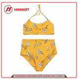 Two-Piece Halter Tie Split High Waist Print Sexy Bikini Summer Beach Vacation Swimwear