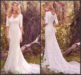 1/2 Sleeves Lace Bridal Gown Sheath Mermaid Wedding Dress W175
