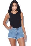 Sexy Ladies Washed Blue Denim Shorts with Raw Hem