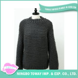 Winter Cotton Wool New Design Wave Knitted Black Sweater for Sale