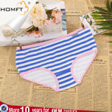 Comfortable Ventilate Low-Waisted Cotton Cross Stripe Printing Ladies Lingerie Panty