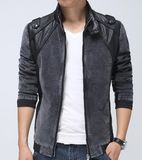 2015 Contrast Fashion PU Jacket for Men