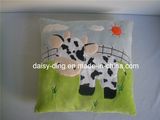 Plush Soft Cushion with Cow Embroidery