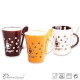 11oz Silk Screen Ceramic Stonewaer Cheap Price Mug with Spoon