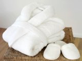 Luxury Unisex 100% Cotton Hotel SPA Terry Towel Bathrobe White