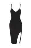 Fashion Slip Side Vent Bodycon V Neck Knitted Dresses