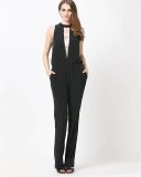 Sexy Pure Black Backless Jumpsuit for Women