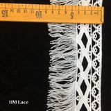 8.5cm Venise Lace Trims Eyelet Fabric for Garment Accessory White Craft Supply with Pearl Drops and Tassels Hmhb1142